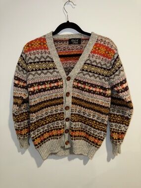 Howlin Multicolor Fair Isle Wool-Blend Cardigan - Women's Gray with Warm Accents
